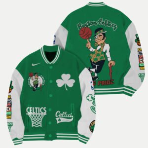 NBA Boston Celtics Mascot Varsity Jacket, Baseball Jacket - bazzada Store