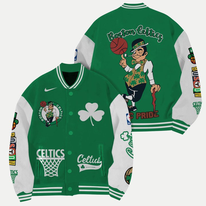 NBA Boston Celtics Mascot Varsity Jacket, Baseball Jacket - bazzada Store