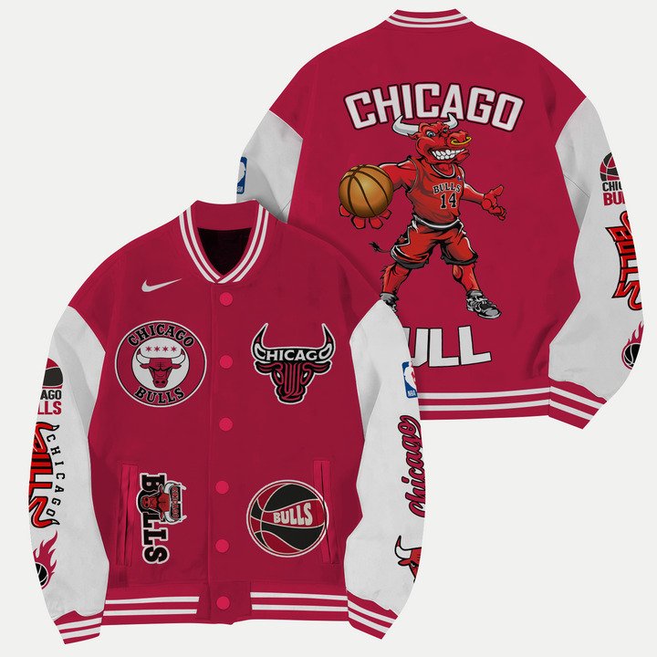 NBA Chicago Bulls Mascot Varsity Jacket, Baseball Jacket - bazzada Store