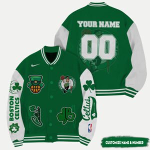 NBA Boston Celtics Name Number Varsity Jacket, Baseball Jacket - bazzada Store