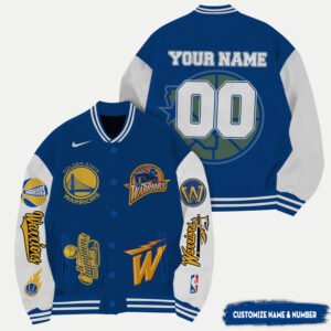 NBA Golden State Warriors Name Number Varsity Jacket, Baseball Jacket - bazzada Store