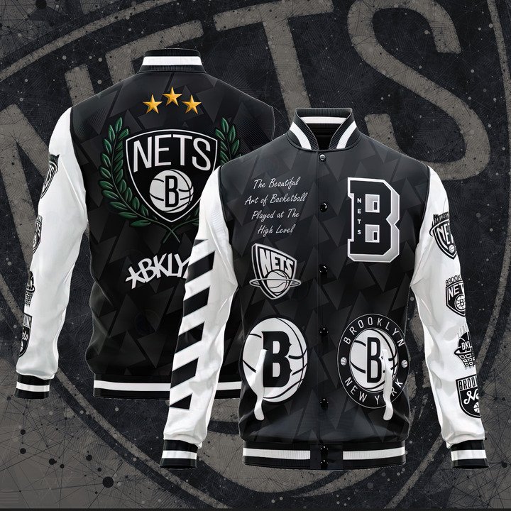 NBA Brooklyn Nets Varsity Jacket, Baseball Jacket V1 - bazzada Store
