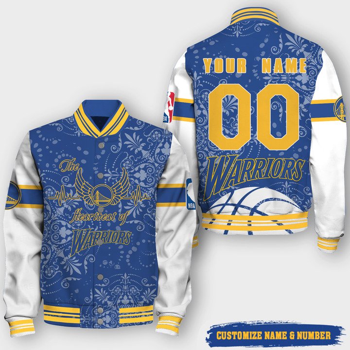 NBA Golden State Warriors Premium Name Number Varsity Jacket, Baseball Jacket - bazzada Store