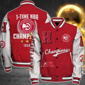 Nba Atlanta Hawks 1X Champions Print Varsity Jacket, Baseball Jacket - bazzada Store