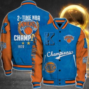 Nba New York Knicks 2X Champions Print Varsity Jacket, Baseball Jacket - bazzada Store