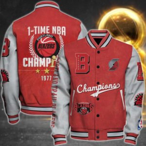 Nba Portland Trail Blazers 1X Champions Print Varsity Jacket, Baseball Jacket - bazzada Store