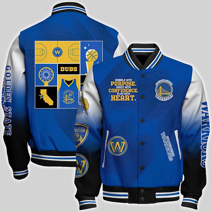 Nba Golden State Warriors National Basketball Association Aop Varsity Jacket, Baseball Jacket - bazzada Store