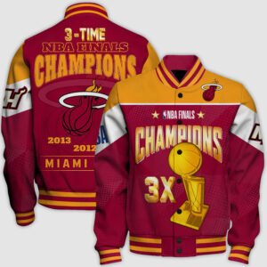 Nba Miami Heat Champions Print Varsity Jacket, Baseball Jacket - bazzada Store