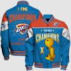 Nba Oklahoma City Thunder Champions Print Varsity Jacket, Baseball Jacket - bazzada Store