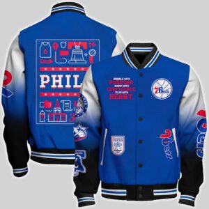 Philadelphia 76Ers National Basketball Association Aop Varsity Jacket, Baseball Jacket - bazzada Store