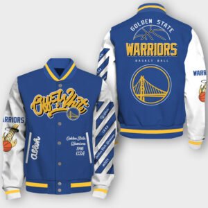 NBA Golden State Warriors Off White Varsity Jacket, Baseball Jacket - bazzada Store