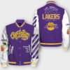 NBA Los Angeles Lakers Off White Varsity Jacket, Baseball Jacket - bazzada Store