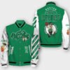 NBA Boston Celtics Off White Varsity Jacket, Baseball Jacket - bazzada Store