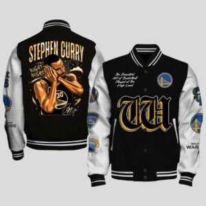 Stephen Curry Night Night V4 Varsity Jacket, Baseball Jacket - bazzada Store