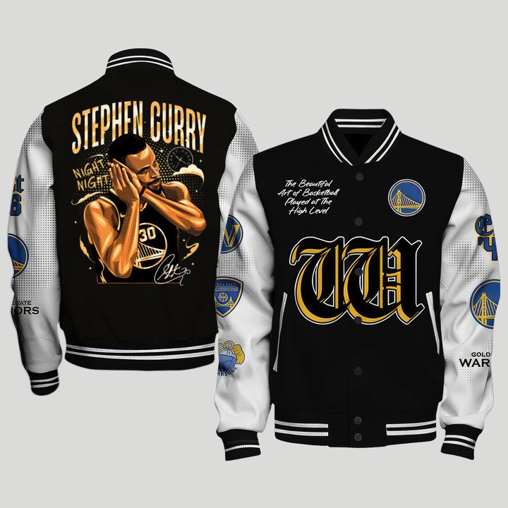 Stephen Curry Night Night V4 Varsity Jacket, Baseball Jacket - bazzada Store
