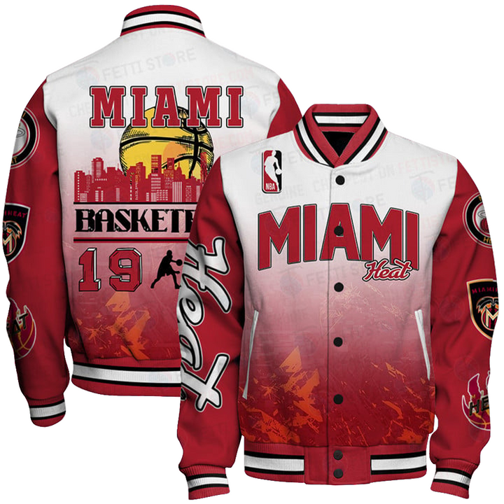 Miami Heat - National Basketball Association Aop Varsity Jacket, Baseball Jacket - bazzada Store