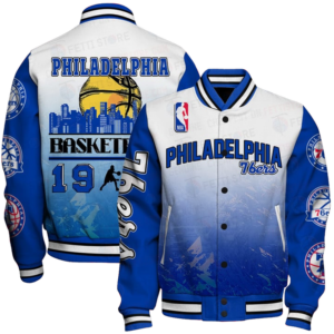 Nba Philadelphia 76ers - National Basketball Association Aop Varsity Jacket, Baseball Jacket - bazzada Store