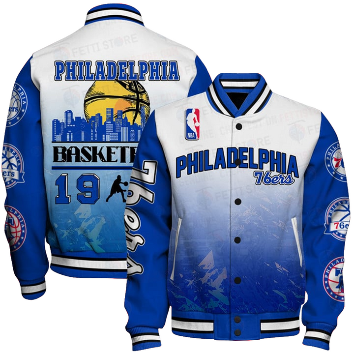 Nba Philadelphia 76ers - National Basketball Association Aop Varsity Jacket, Baseball Jacket - bazzada Store