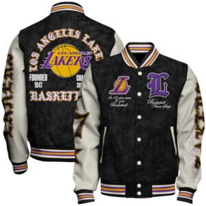 Los Angeles Lakers NBA Team Logo Sport Pattern Style Varsity Jacket, Baseball Jacket - bazzada Store