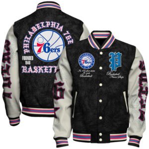 Philadelphia 76ers NBA Team Logo Sport Pattern Style Varsity Jacket, Baseball Jacket - bazzada Store