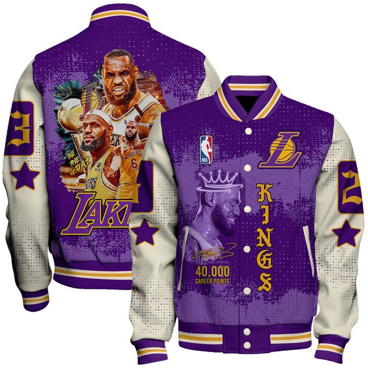 LeBron James 40K Career Points Record Basketball Team Varsity Jacket, Baseball Jacket - bazzada Store