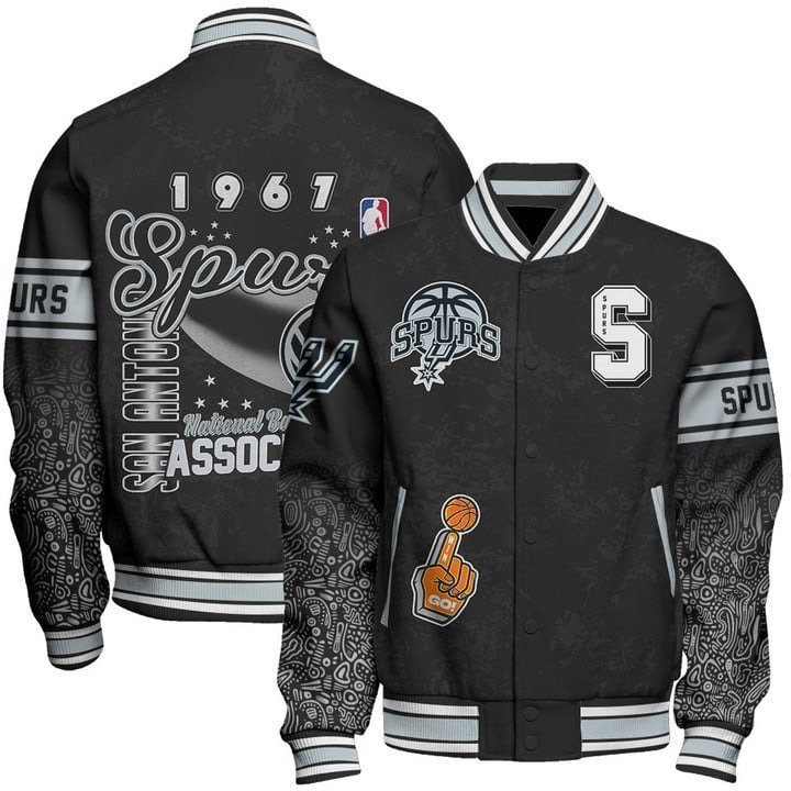 San Antonio Spurs Team Logo Sport Pattern Vintage Varsity Jacket, Baseball Jacket - bazzada Store