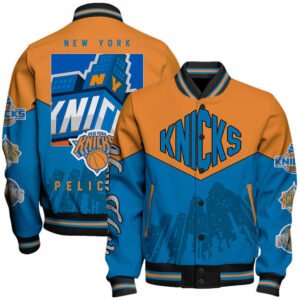 NBA New York Knicks Team Logo Sport Pattern Varsity Jacket, Baseball Jacket - bazzada Store