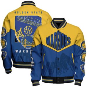 NBA Golden State Warriors Team Logo Sport Pattern Varsity Jacket, Baseball Jacket - bazzada Store