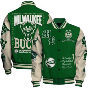 Milwaukee Bucks - National Basketball Association Print Varsity Jacket, Baseball Jacket - bazzada Store