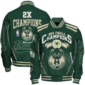 Milwaukee Bucks - 2x Champions Basketball Team Print Varsity Jacket, Baseball Jacket - bazzada Store