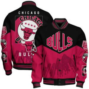 NBA Chicago Bulls Team Logo Sport Pattern Varsity Jacket, Baseball Jacket - bazzada Store