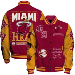 Miami Heat - National Basketball Association Print Varsity Jacket, Baseball Jacket - bazzada Store