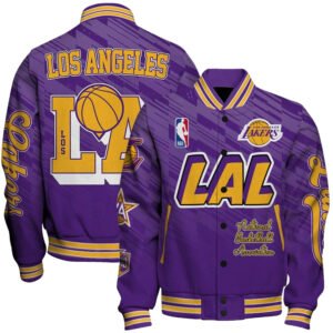 Los Angeles Lakers Team Logo Sport Pattern Classic Varsity Jacket, Baseball Jacket - bazzada Store