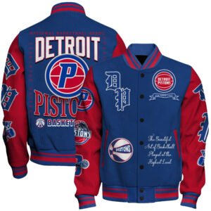 Detroit Pistons - National Basketball Association Print Varsity Jacket, Baseball Jacket - bazzada Store