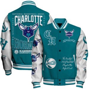 Charlotte Hornets - National Basketball Association Print Varsity Jacket, Baseball Jacket - bazzada Store