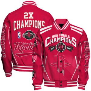 Houston Rockets - 2x Champions Basketball Team Print Varsity Jacket, Baseball Jacket - bazzada Store
