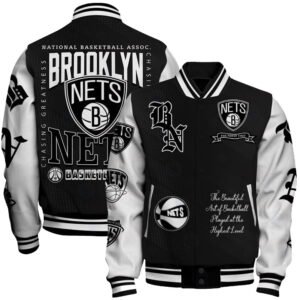 Brooklyn Nets - National Basketball Association Print Varsity Jacket, Baseball Jacket - bazzada Store