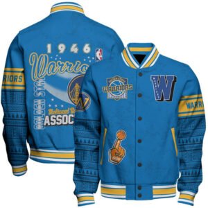 Golden State Warriors Team Logo Sport Pattern Vintage Varsity Jacket, Baseball Jacket - bazzada Store