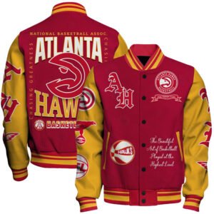 Atlanta Hawks - National Basketball Association Print Varsity Jacket, Baseball Jacket - bazzada Store
