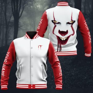 Personalized Pennywise It Horror Scary Movie Halloween Baseball Jacket - bazzada Store
