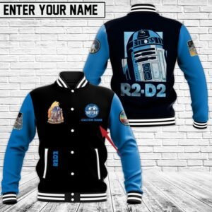 Personalized R2 D2 Robot Star Wars Movie Fans Halloween Xmas Baseball Jacket - bazzada Store