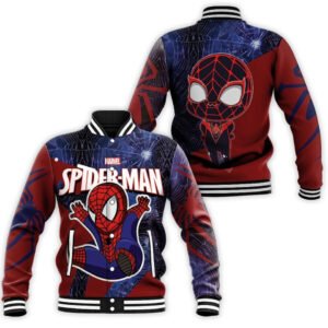 Spider Man Cute Chibi Superheroes Movie Fans Halloween Xmas Baseball Jacket - bazzada Store