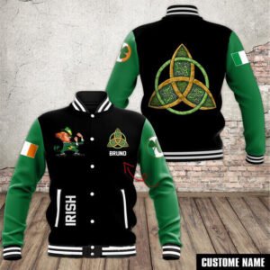 Personalized Irish Notre Dame Leprechaun Patrick'S Day Baseball Jacket - bazzada Store