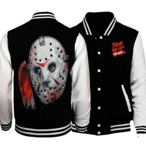 Jason Voorhees Face Mask Friday The 13Th Halloween Baseball Jacket - bazzada Store