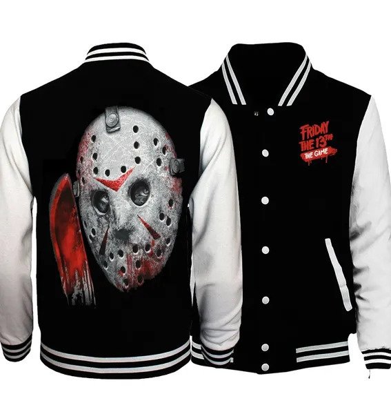 Jason Voorhees Face Mask Friday The 13Th Halloween Baseball Jacket - bazzada Store