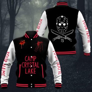 Personalized Horror Movie Jason Voorhees Camp Crystal Lake Baseball Jacket - bazzada Store