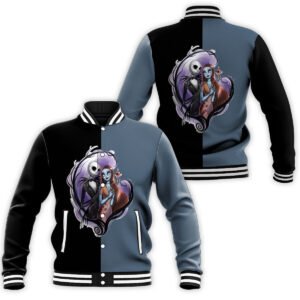 Jack Skellington And Sally Nightmare Couple Before Xmas Baseball Jacket - bazzada Store