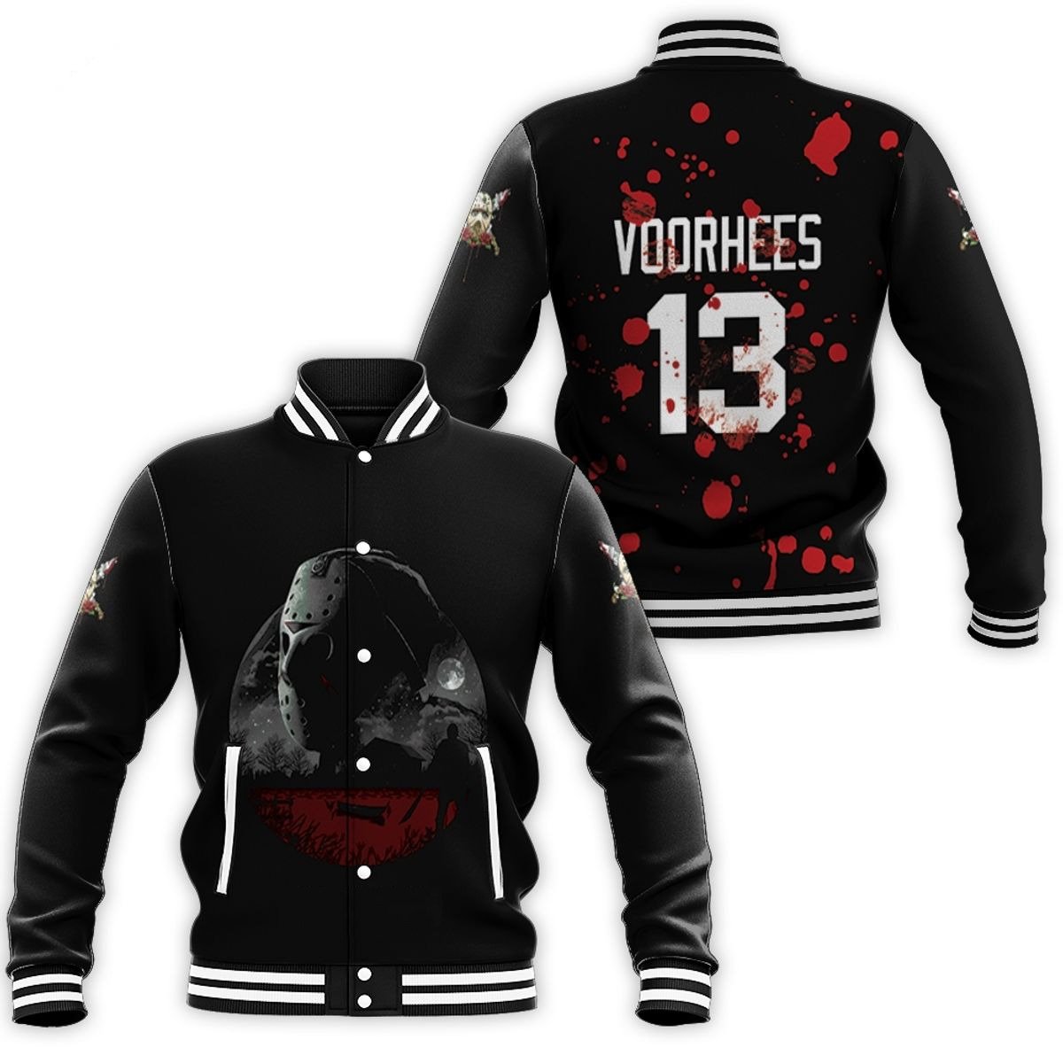 Horror Killer Jason Voorhees Friday The 13Th Halloween Baseball Jacket - bazzada Store