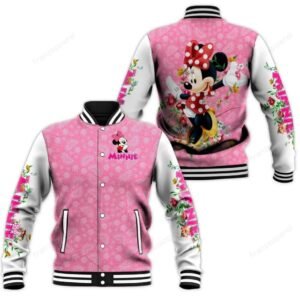 Minnie Mouse Flowers Gift For Mouse Ears Fans Christmas Baseball Jacket - bazzada Store