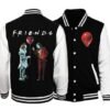 Pennywise With Joker Friends Horror Movie Fans Baseball Jacket - bazzada Store